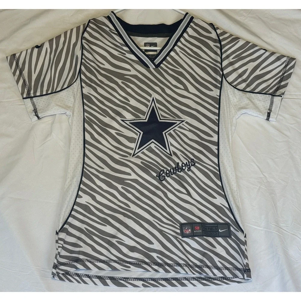 Nike Dallas Cowboys Jason Witten 82 Zebra Print Jersey Womens Small Grey White